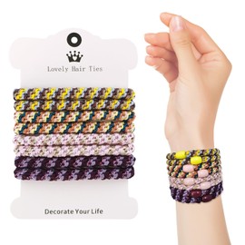 ZESION Dehnbare Damen-Haarbänder, schadensfrei, Baumwolle, weich, geflochten, Pferdeschwanz für dickes, lockiges Haar, doppelt gemischte Farben, 8 Stück