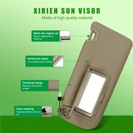 Left Driver Side Sun Visor Fit for Nissan Altima 2019 2020 2021 2022 2023 2024 Replace 96401-6CA3C 96400-6CA3C with Vanity Light/with Makeup Mirror (Left Driver Side (Beige))