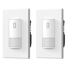 ELEGRP Matte White Single Pole Occupancy Motion Sensor Light Switch, Need Neutral Wire, 120° Sensor Coverage PIR Infrared Motion Activated, for CFL/LED/MLV/INC/HAL/Fan, UL,2 Pack