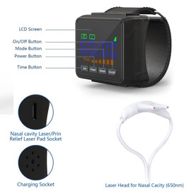iKeener Dispositivo Trattamento Terapia Laser Polso,Terapia Luce Rossa Ridurre Glicemia Alta,Ipertensione,Iperlipidemia,Migliora Rinite,Sonno,Portatile Attrezzatura Terapia Infrarossi Semiconduttore