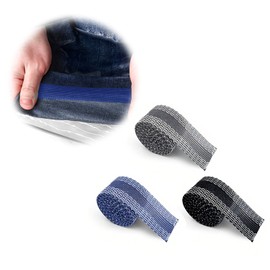 tiyiyok Saumband, Saumband Zum Aufbügeln Waschfest, Geeignet für Säume, Schnelle Handhabung der Manschetten, Selbstklebende Manschettenstreifen, Stoffbänder, Schwarz, Grau, Blau, Manschettenriemen