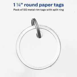 Avery : Metal Rim Key Tags, Card Stock/Metal, White, 50 per Pack -:- Sold as 2 Packs of - 50 - / - Total of 100 Each