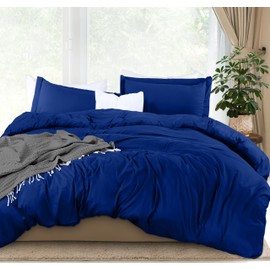 Utopia Bedding Duvet Cover King Size - 3 Piece with Zipper Closure - 1 Comforter Cover 104X90 Inches & 2 Pillow Shams 20X36 Inches (Royal Blue) Comforter Not Included