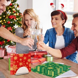 40Pcs Winter Snowflake Napkins Christmas Napkins Paper Red and Green Winter Wonderland Napkins Holiday Napkins Winter Paper Napkins Xmas Napkins for Party Birthday Wedding Dinner Kitchen Bathroom