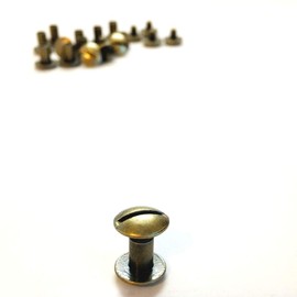 1/4" Belt Screws Post Assembly Bolt DIY Fastener Chicago Screw Leather Craft - Brass, 10pcs/Pack