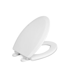 Centoco Elongated Toilet Seat, Heavy-Duty Wood Core with Plastic Scratch-Resistant Finish, Soft Close, Made in the USA, 900SC-001, White