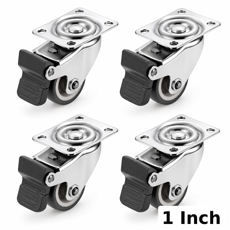 Swivel Furniture Casters with Soft TPR Rubber Wheels – 4-Piece