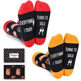 HAPPYPOP Unisex Realtor Real Estate Socks, Real Estate Agent Gifts Realtor Gifts In 2 Pack