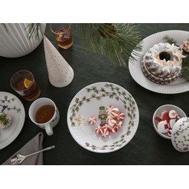 Kähler Bowl on Base Diameter 16 cm Hammershøi Christmas with Watercolour Painting White