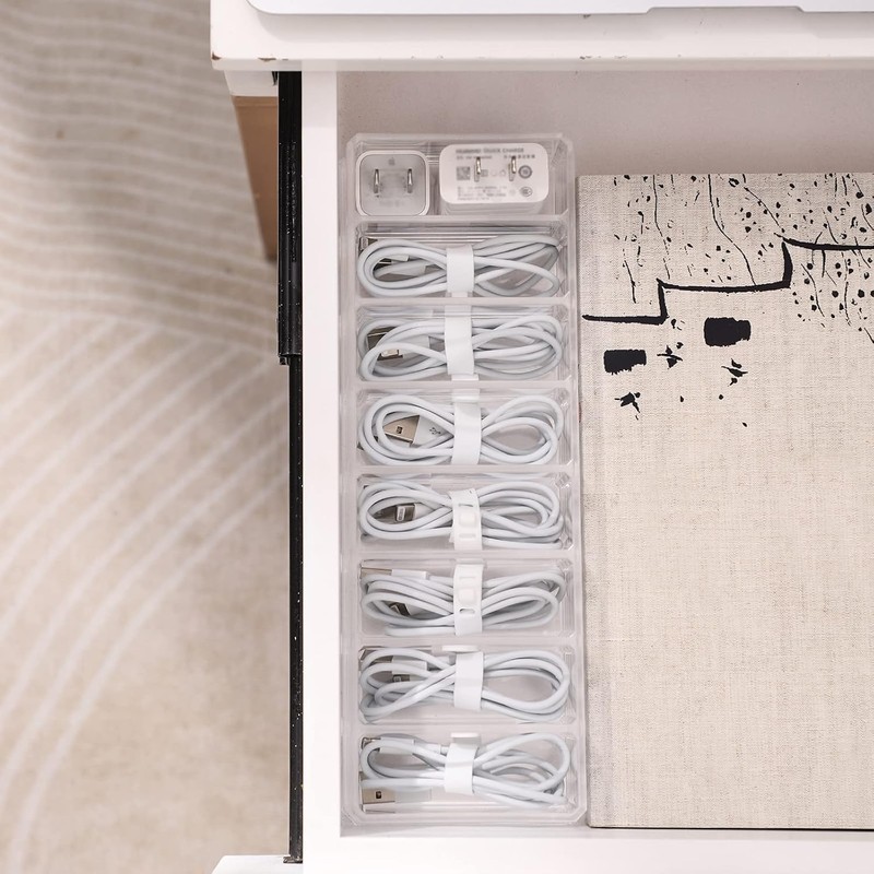 Plastic Cable Management Box with 10 Wire Ties, 8 Compartments