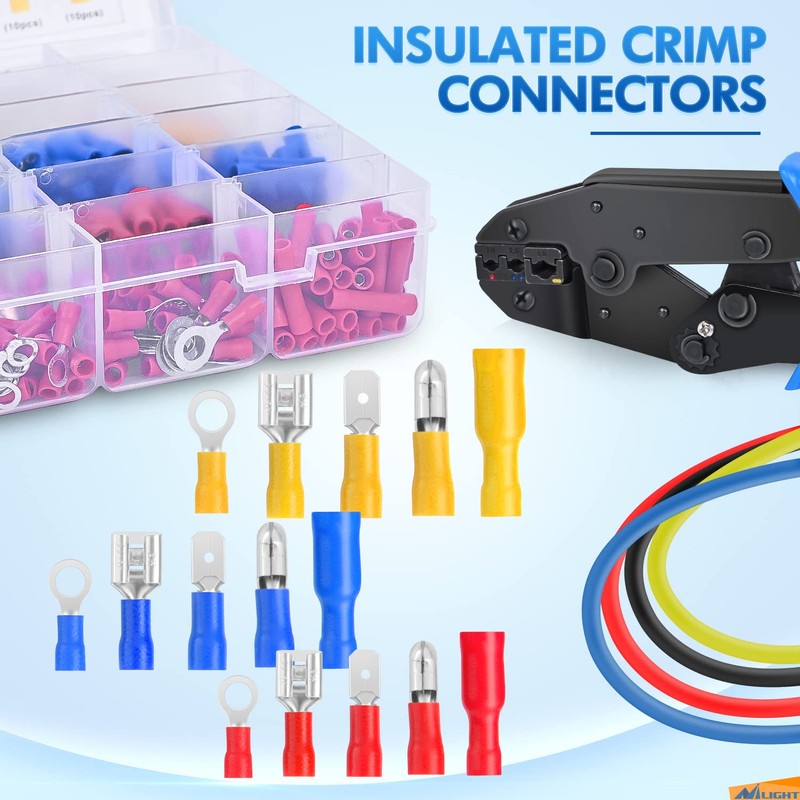 Nilight 1500pcs Mixed Quick Disconnect Crimp Connector Butt Splice Ring
