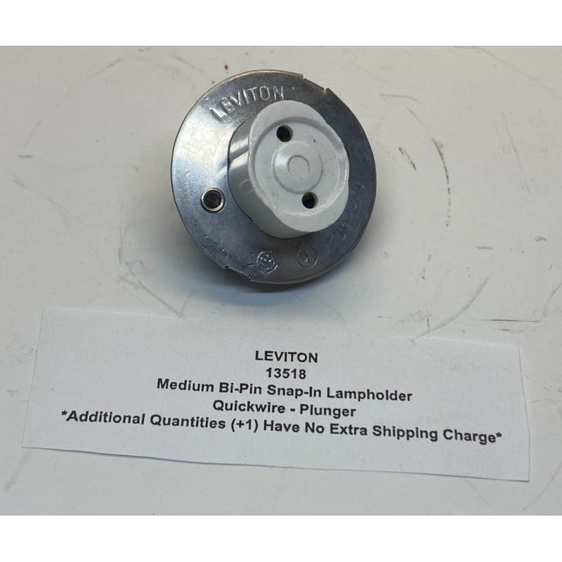 LEVITON 13518 Medium Bi-Pin Snap-In Lampholder - Quickwire - Plunger