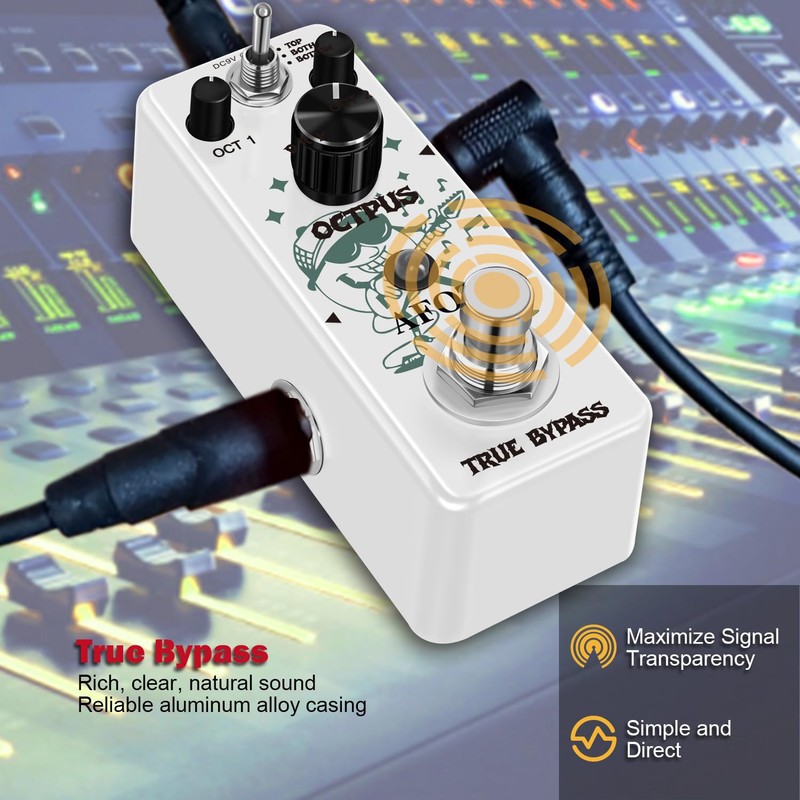 Polyphonic Octave Guitar Pedal, Digital Octave Mini Pedal,3 Modes Octave