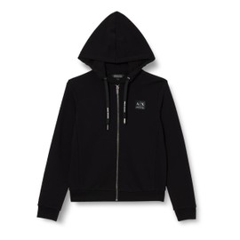 Armani Exchange Women's Sustainable, Black Edition, Zip Closure Hooded Sweatshirt, black