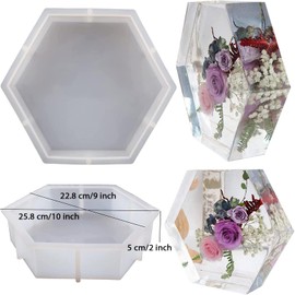 9 Inch Large Silicone Molds for Resin, Large Resin Molds, Upgraded Hexagon Shapes Silicone Molds for Resin Casting for Flowers Preservation, Books Desktop Organizer, Gift and Home Decors