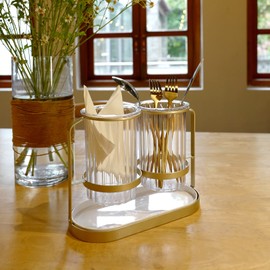 Kivsty Utensils Silverware Holder with Metal Bracket, Cutlery Caddy, Flatware Spoon Fork Knife Tabletop Organizer for Party Kitchen Dining Room - Gold