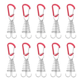 MOROBOR Deck Anchor Pegs, 10pcs Windproof Aluminium Alloy Fish Bone Tent Stakes with Spring Buckle Portable Wind Rope Anchor for Outdoor Camping