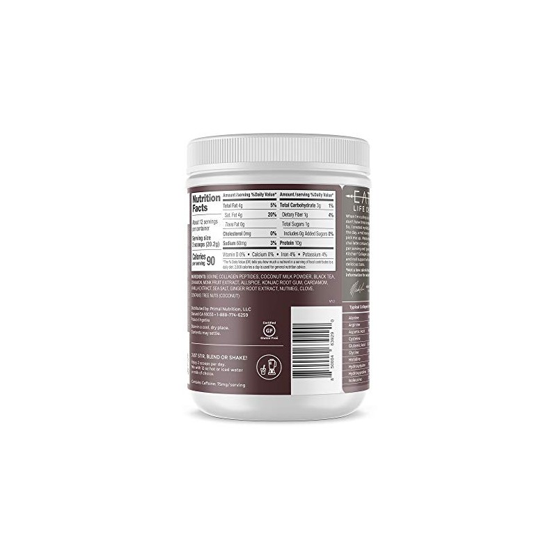 Primal Kitchen Polvo de té chai con colágeno para latte