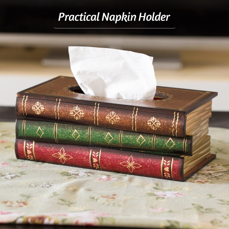 Elegant Antique Book Napkin Holder Novelty Tissue Box Holder for