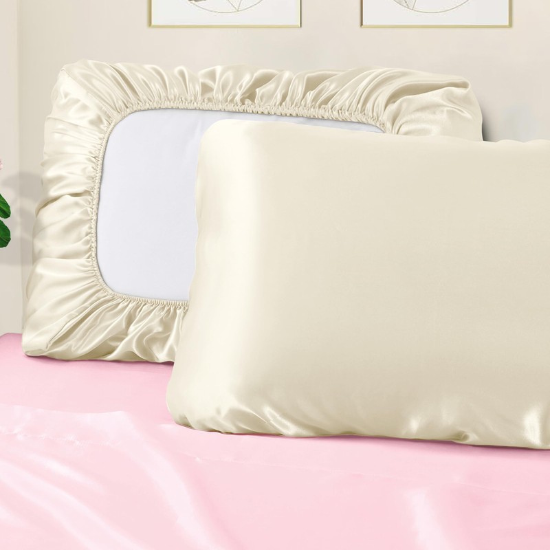 Manyshofu Satin Pillowcases for Hair Protection - 1Pcs Beige Pillow