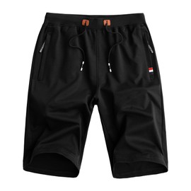 ozkzdp Mens Shorts with Pockets Summer Lounge Shorts Elasticated Waist Walking Shorts Black S