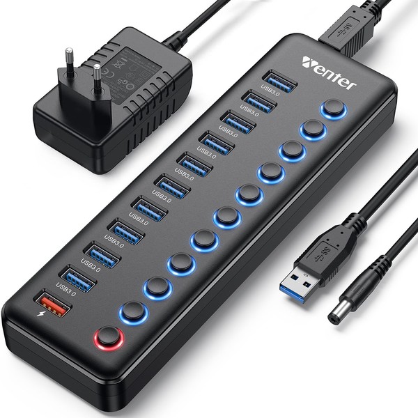 WENTER Powered USB Hub, Wenter 11-Port USB Splitter Hub (10