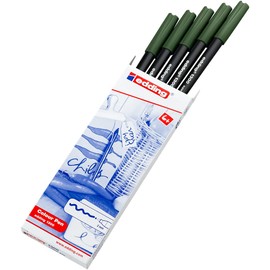 Edding e-1300 Pack of 5 Felt-Tip Pens with Bullet Tips 3 mm-Olive Green