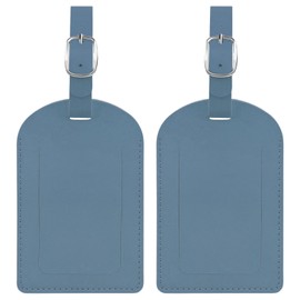 CPCOIN Luggage Tags for Suitcases 2 Pcs PU Leather Travel Tag for Luggage Privacy Protection Baggage Tags with ID Labels Travel Essentials for Bag Blue