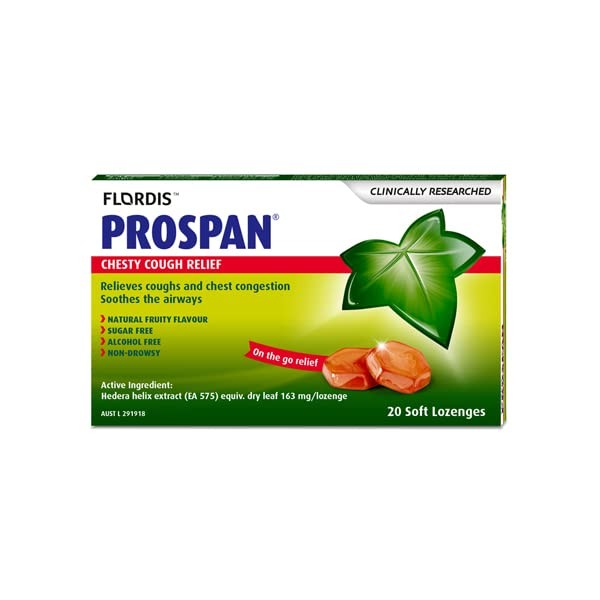 Prospan Chesty Cough Relief 20 Soft Lozenges Ivy Leaf Extract Sugar Free Flordis