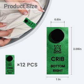 SheetSnaps Green Crib – 12-Pack Snap-On Sheet Labels for Crib Sheets – Color-Coded Washable Tags for Baby Bedding & Easy Sheet Sorting