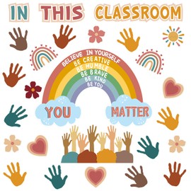 Boho Rainbow Classroom Bulletin Board Decorations, 30Pcs You Matter Inspirational Positive Affirmations Wall Decor, Boho Rainbow Cutouts Classroom Decor for Teacher School Supplies