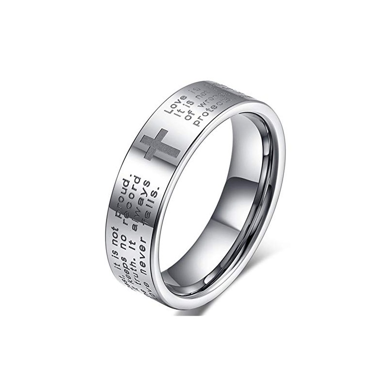 Fashion Month Womens 4mm Tungsten Carbide White Ring Engraved English