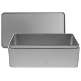 Angoily Rectangular Empty Tin Container With Lid - Tinplate Storage Box for Candy, Cookie, Jewelry, Trinket, Coin, Tea, Coffee