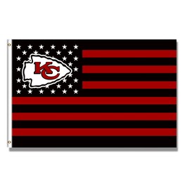 Arbinger Chiefs USA American Flag Kansas City Banner 3x5 Feet with Two Metal Grommets for Garage Man Cave Wall Decoration Durable 150D Polyester Man Cave Decor