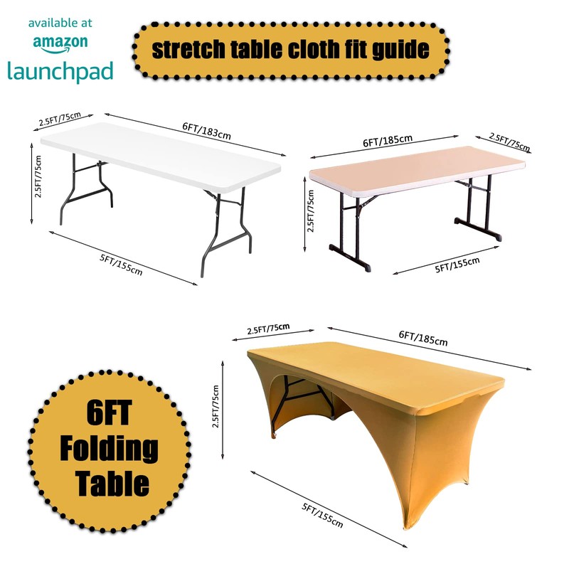 Dololoo Stretchable Tablecloths 6ft for Rectangle Tables with Open Back,