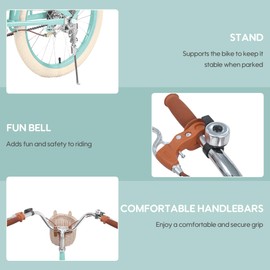 SAHISTCT Girls Bike for Ages 8-12 Years Old,20 Inch Cruiser Bike with Kickstand, Single Speed Kids Bike with Basket for Girls Boys