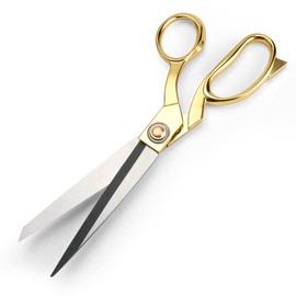 Professional Tailor's Scissors, Stainless Steel Scissors, with Titanium Handle, Scissors for Cutting Fabric, Leather, Clothes, Scissors for Craft Works, Shine Golden Color, (26 cm, 999)