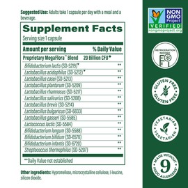 MegaFood MegaFlora Probiotic - Probiotics for Women Digestive Health - Immune Support Supplement - 20 Billion CFU - 14 Strains - Non-GMO - Vegetarian - 30 Mini Capsules (30 Servings)