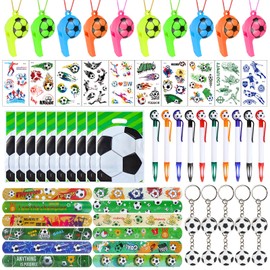GUBOOM 60 Pieces Football Party Bag Children, Football Gifts Children's Birthday Gift for Boys Girls, Football Key Ring, Ballpoint Pen, Bracelet, Tattoos, Whistle