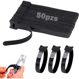 Ataduras Gestión de Cable Cinchos de Tela Ties Ajustables Bridas Ordenador Sujeta Cables Reutilizables Correas Gancho y Bucle Organizador Hogar Oficina 50pzs