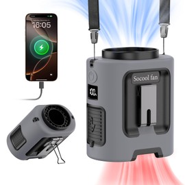 Socool Portable Waist Fan Clip on Wearable Belt 5000mAh Rechargeable Personal Fans, 25H Shirt Fan Cooling, 4 Speeds 13000RPM Battery Operated, Neck Fan Hanging for Outdoor Camping Travel Jobsite