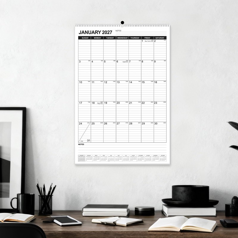 OuMuaMua Wall Calendar 2026, 18-Month Vertical Wall Calendar 2026-2027, 22"