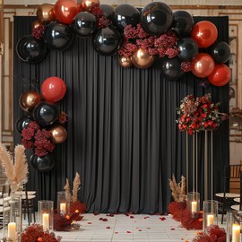 10x10ft Black Backdrop Curtain Panels for Parties - Wrinkle Free Polyester Photo Curtain Backdrop Wedding Back Drop Fabric Drapes for Party Decorations Background for Photography
