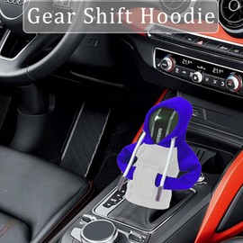 QTZFKFLHD Gear Shift Hoodie, Funny Gear Shift Knob, Universal Car Shift Knob Hoodie, Mini Hoodie for Car Shifter, Automotive Interior Novelty Accessories Decorations, White+blue
