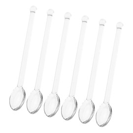 DINHEAROM 6 bastoncini in vetro per cocktail e yogurt, cucchiaini da caffè trasparenti, cucchiaini da tè, cucchiaini da tè, cucchiaini da tè