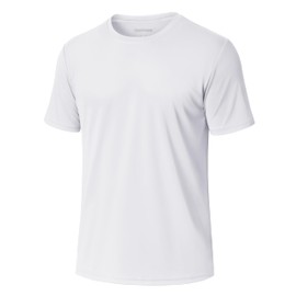 MAGCOMSEN Men's Rash Vest Swimming T-Shirts Quick Dry Short Sleeve UPF 50+ Rash Guard for Summer Beach Watersports White, 3XL