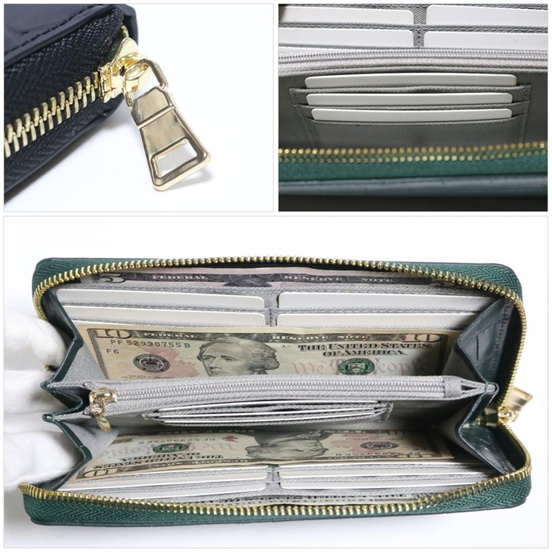 Belkut Matte Crocodile Embossed Cowhide Leather Round Zip Long Wallet