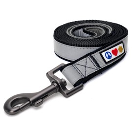 Pawtitas 6 FT Padded Dog Leash with Comfortable Neoprene Padding Handle - Black Lead | Medium Reflective Dog Leash with Highly Reflective Band Perfect for Medium and Large Dogs and Puppies