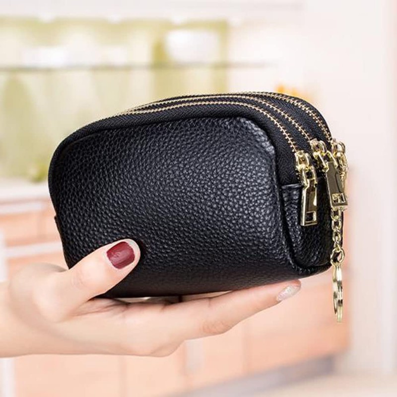 AprinCtempsD Ladies Coin Purse Genuine Leather Womens Mini Wallet Pouch