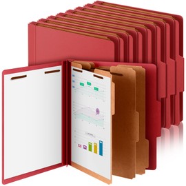 Skyygemm 24 Pcs Classification Folders Letter Size, Back to School Supply for Teacher, Student, 3 Dividers Pressboard File Folder Bulk with 2 Fasteners, 3.5 Inch Expanding File Organizer (Red)